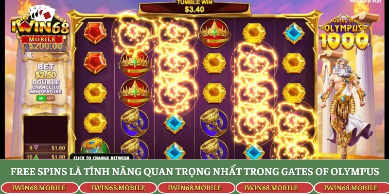 Free Spins là tính năng quan trọng nhất trong Gates Of Olympus