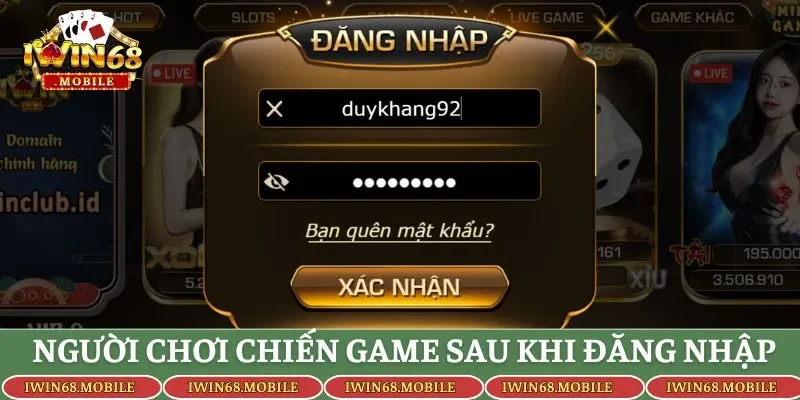 Người chơi chiến game sau khi đăng nhập